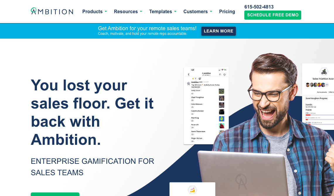 Ambition sales tool homepage image